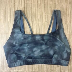 Athleta Tie Dye Sports Bra Blue Grey Double Strap Size S Activewear